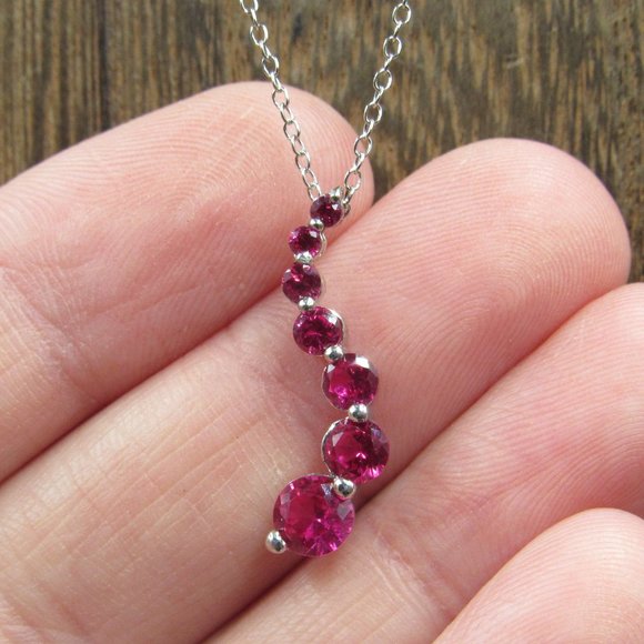 Jewelry - 18" Sterling Silver Red Ruby String Necklace